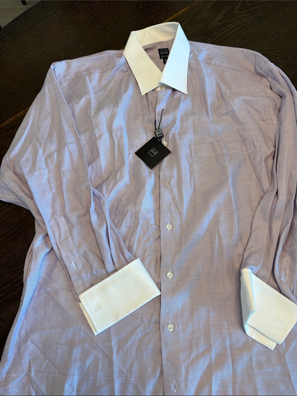 Ike Behar Lilac Dress Shirt with White Contrast Collar & Cuffs